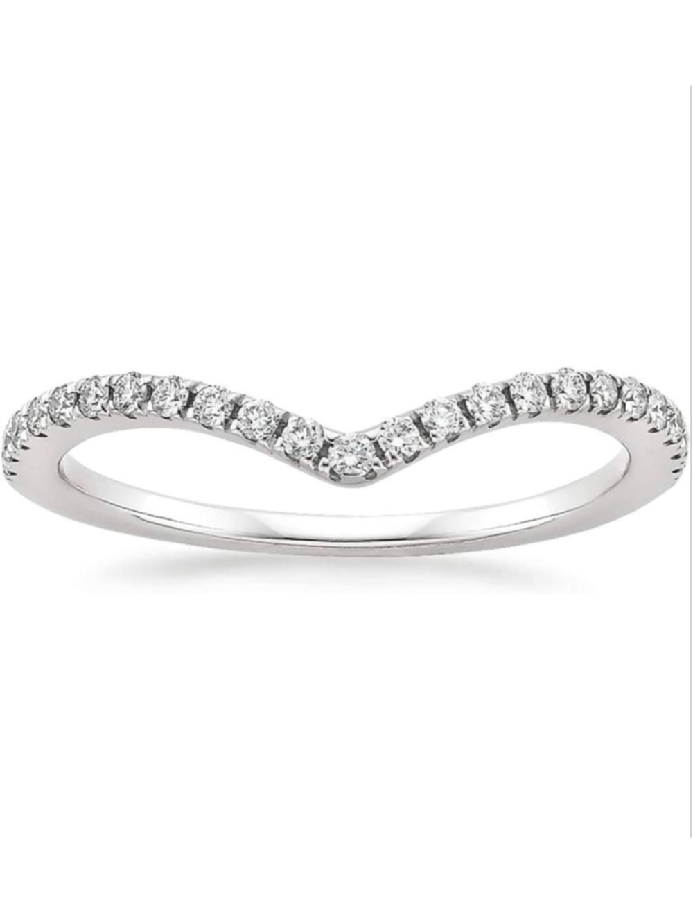 Kobelle 10K White Gold Diamond Chevron Half Eternity Stackable Ring Size 8